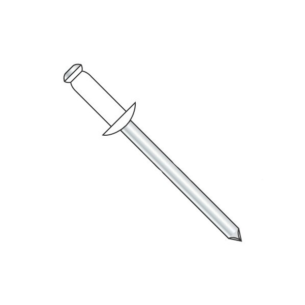 Newport Fasteners Blind Rivet, Dome Head, 1/8 in Dia., 0.275 in L, Steel Body, 10000 PK 366985 - main
